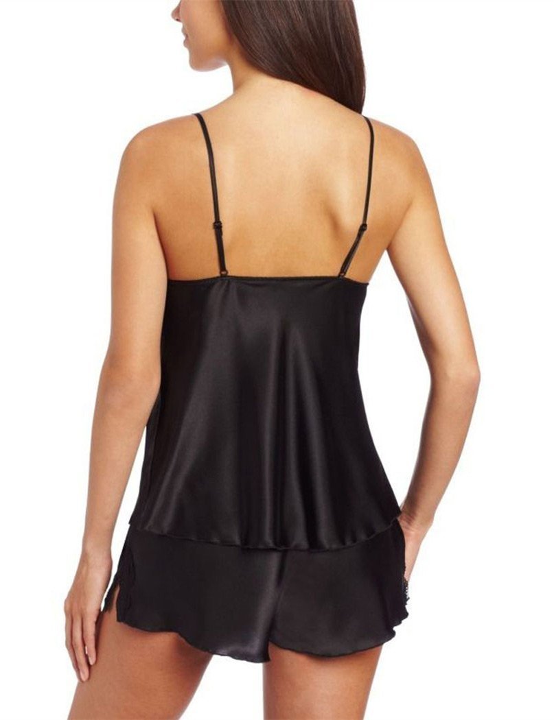 Satin Lace Detail Pajama Set