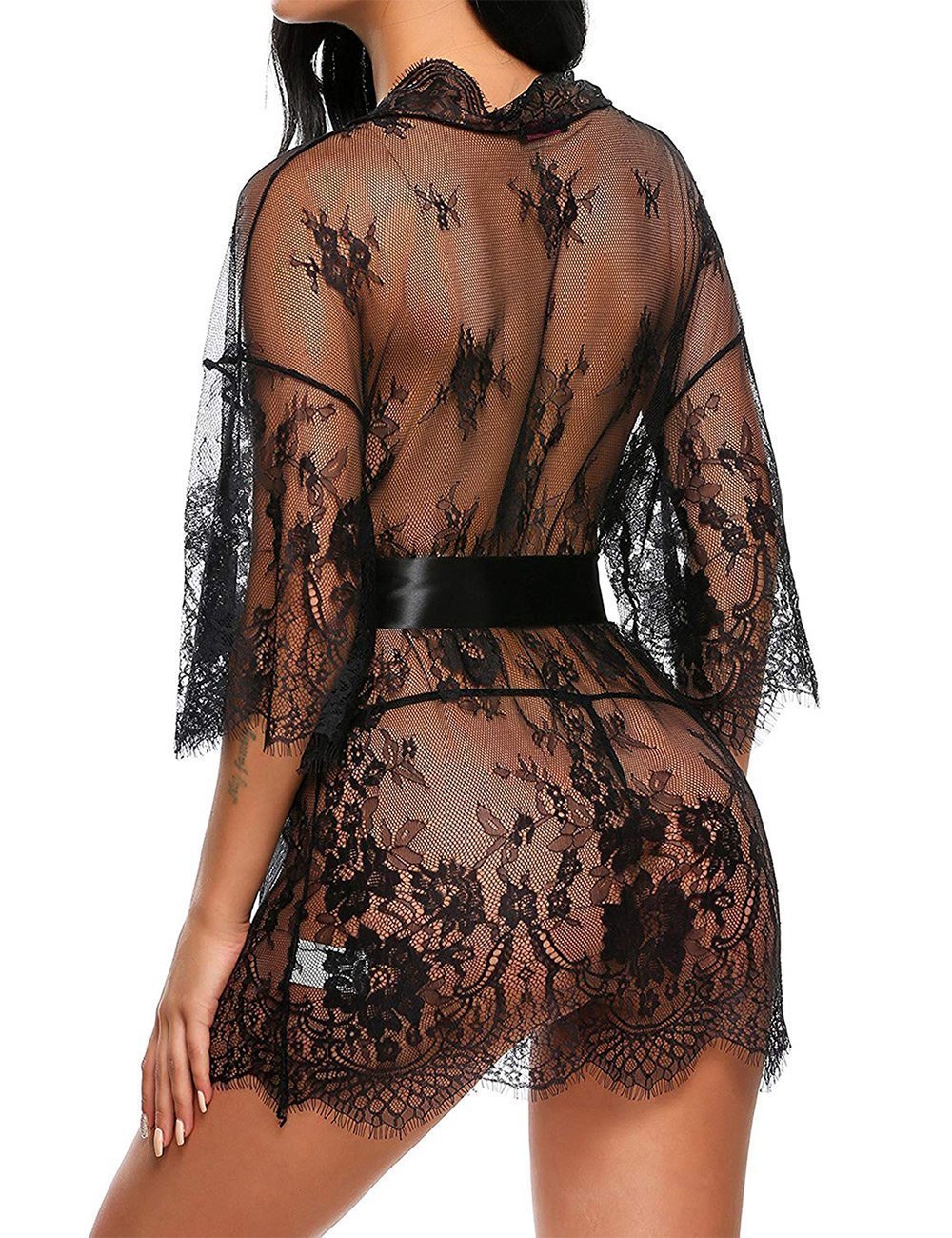 Lace Bow Belt Robe & Thong Set - Missbodybra