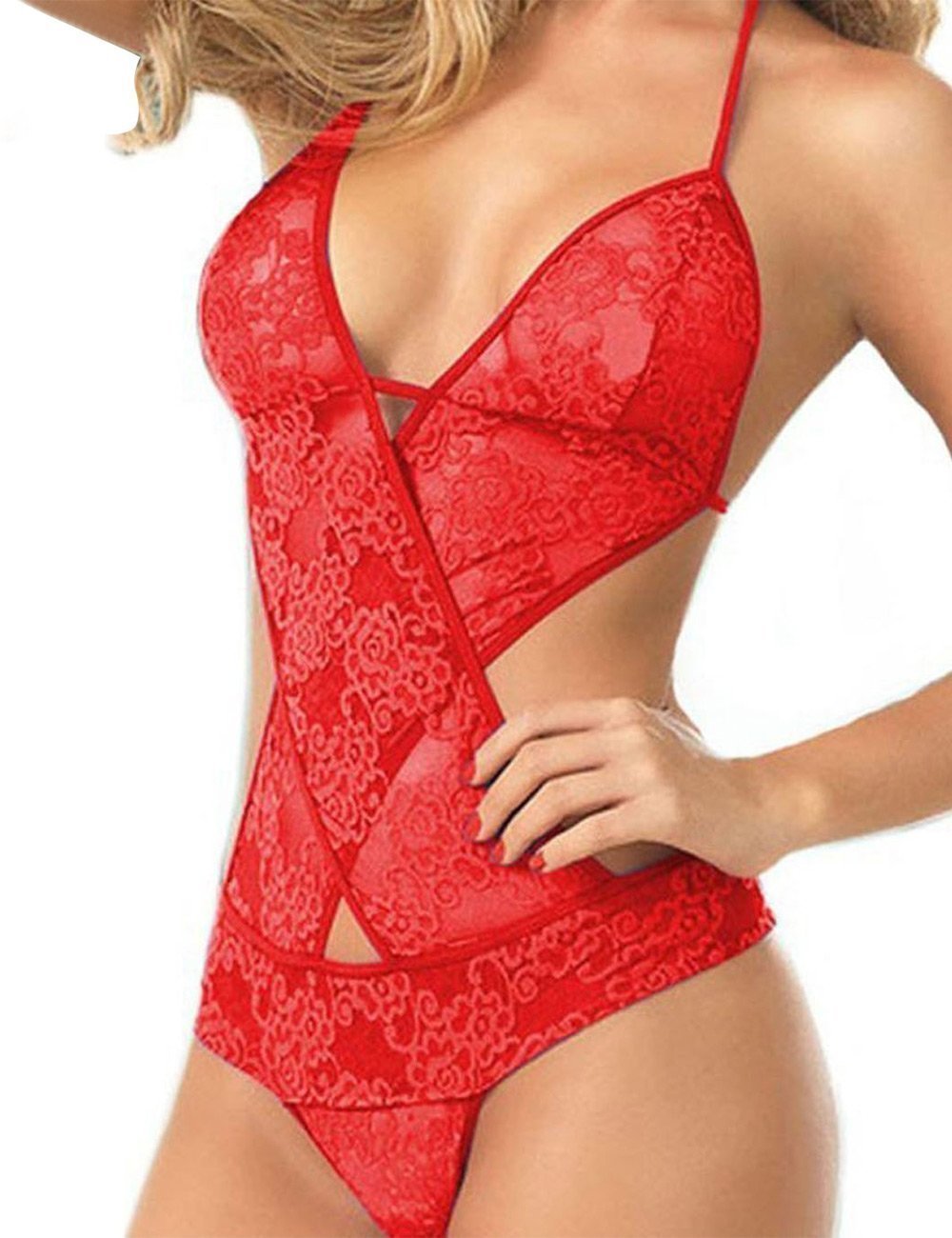 Halter Lace Wrap Front Teddy - Missbodybra