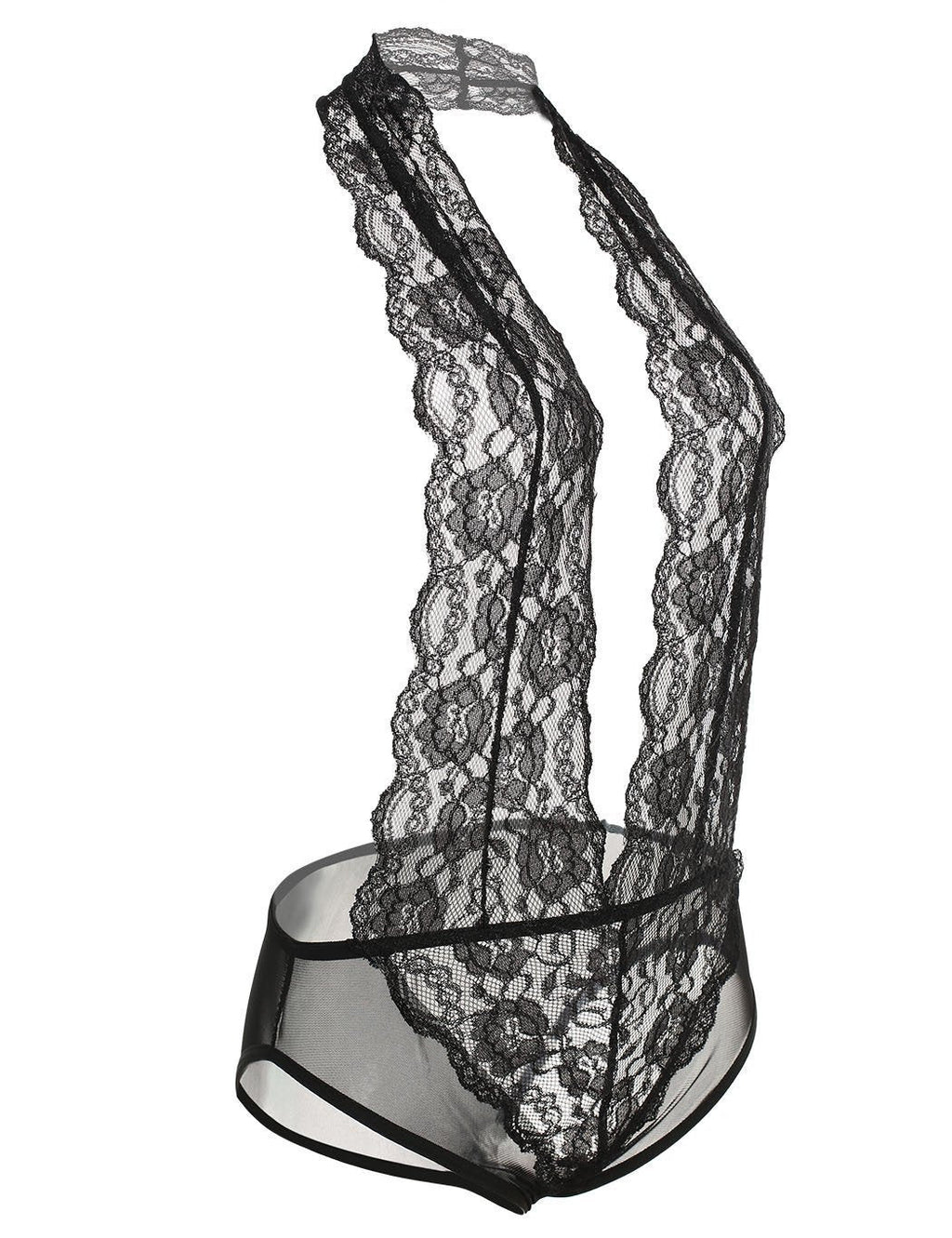 Halter Floral Lace Plunge neck Teddy - Missbodybra