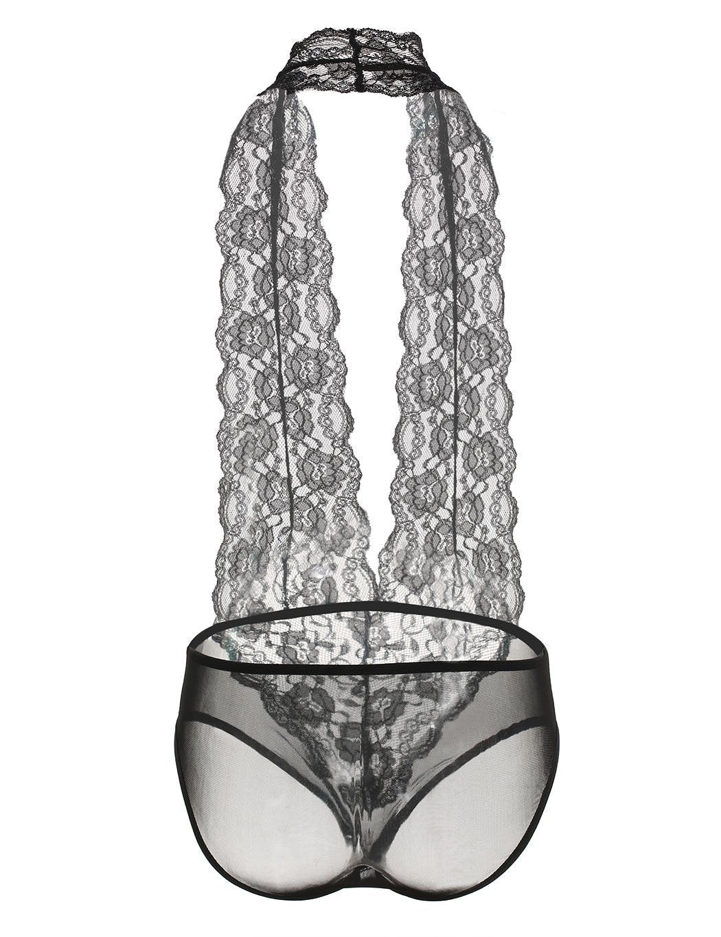 Halter Floral Lace Plunge neck Teddy - Missbodybra