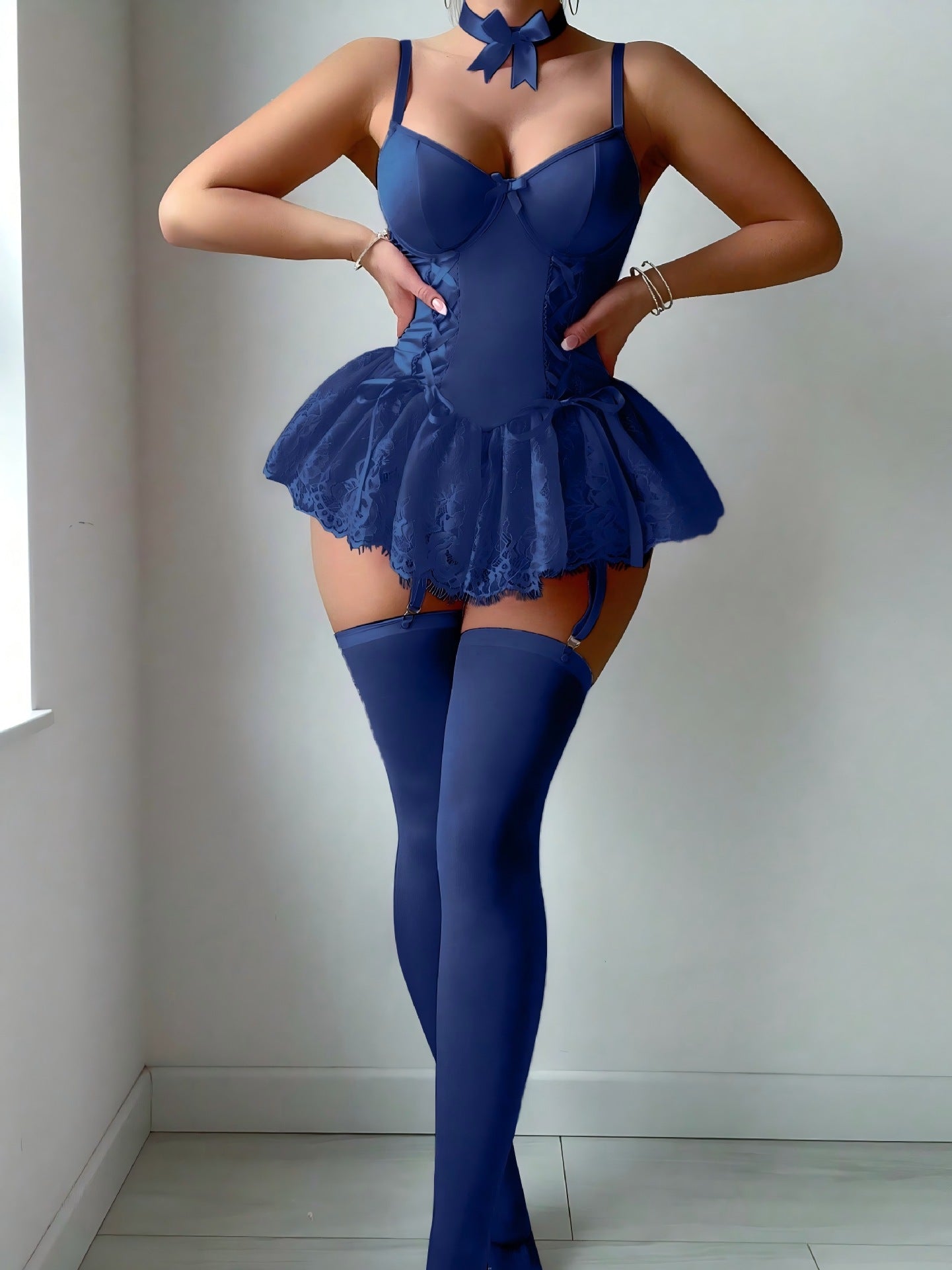 Lace Lace Camisole Dress Set