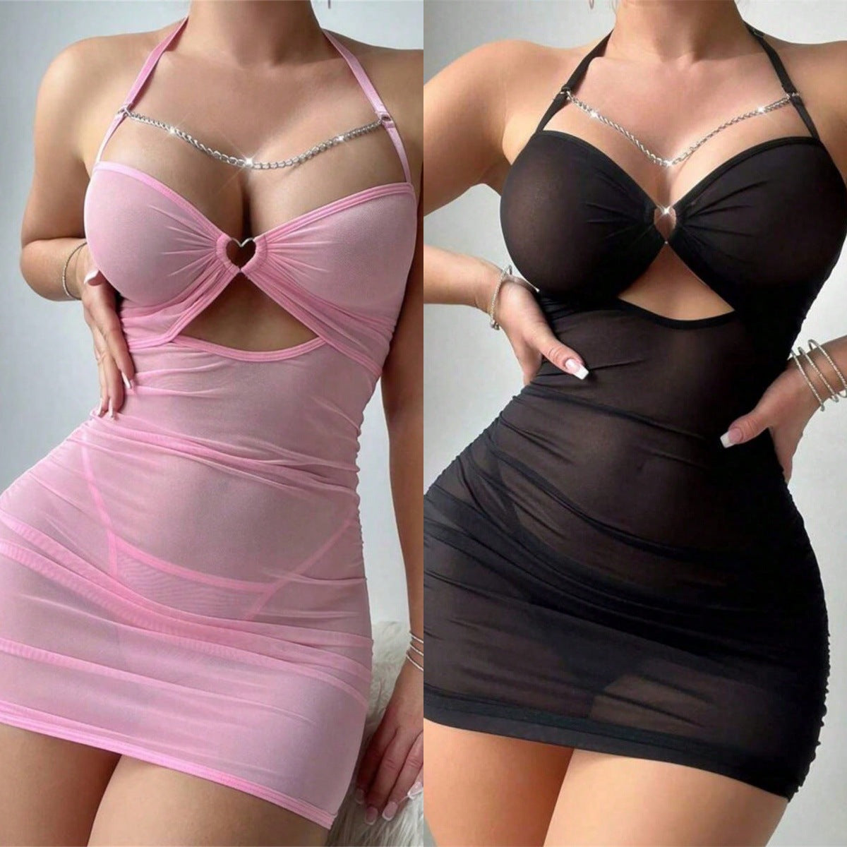Mesh Camisole Dress Set