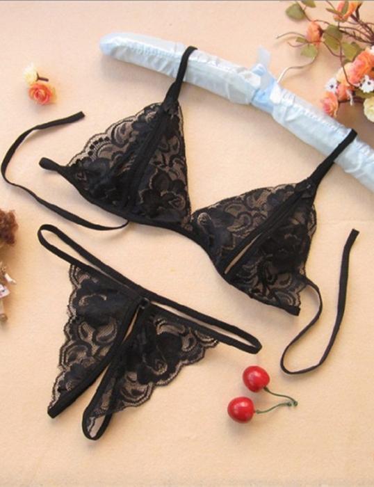 Open Crotch Bralette & Thong Set - Missbodybra