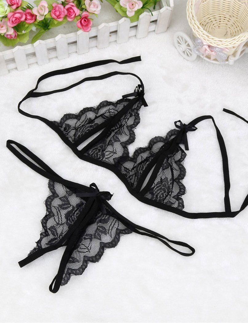 Open Crotch Bralette & Thong Set - Missbodybra